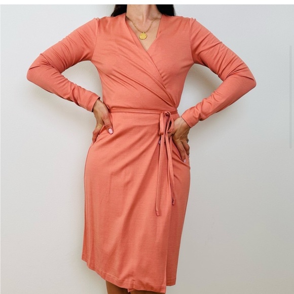 NWT Diane Von Furstenberg Terra Cotta Silk Blend Wrap Dress - Picture 2 of 8